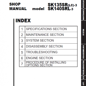 Kobelco SK135SRLC-3, SK140SRL-3 Hydraulic Excavator Repair Service Manual