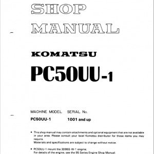 Komatsu PC50UU-1 Excavator Repair Service Manual