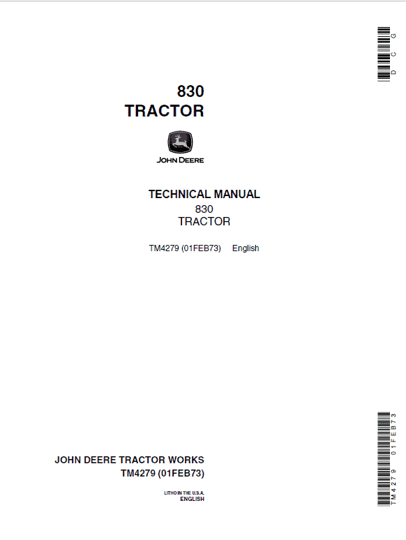 John Deere 830 Utility Tractor Repair Service Manual