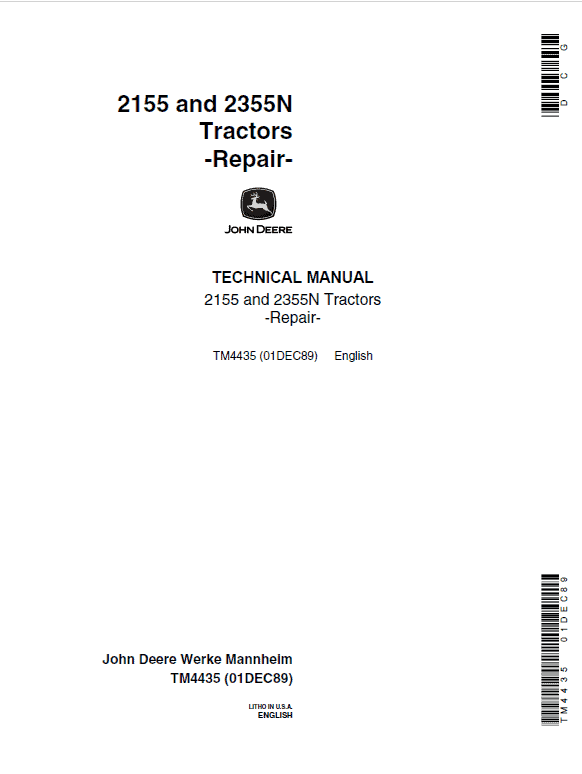 John Deere 2155, 2355N Tractors Repair Service Manual