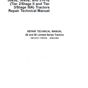 John Deere 5083E Limited, 5093E Limited, 5101E Limited Repair Service Manual