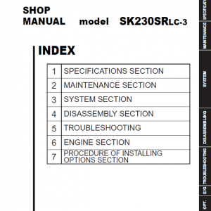 Kobelco SK230SRLC-3 Hydraulic Excavator Repair Service Manual