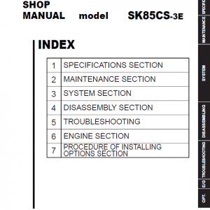 Kobelco SK85CS-3E Hydraulic Excavator Repair Service Manual