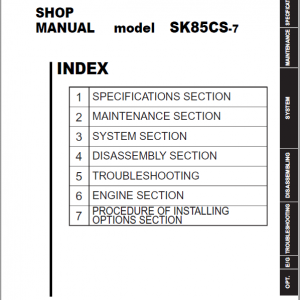 Kobelco SK85CS-7 Hydraulic Excavator Repair Service Manual