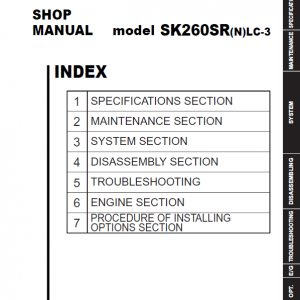 Kobelco SK260SRLC-3, SK260SRNLC-3 Hydraulic Excavator Repair Service Manual