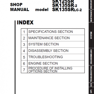 Kobelco SK125SR, SK135SR-2, SK135SRLC-2 Hydraulic Excavator Repair Service Manual