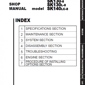 Kobelco SK130-8, SK130L-8, SK140LC-8 Hydraulic Excavator Repair Service Manual