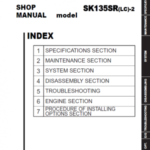 Kobelco SK135SR-2, SK135SRLC-2 Hydraulic Excavator Repair Service Manual