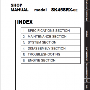 Kobelco SK45SRX-6 Mini Excavator Repair Service Manual