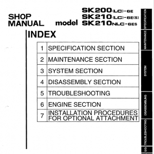 Kobelco SK200-6ES, SK200LC-6ES, SK210-6ES, SK210LC-6ES, SK210NLC-6ES Excavator Service Manual