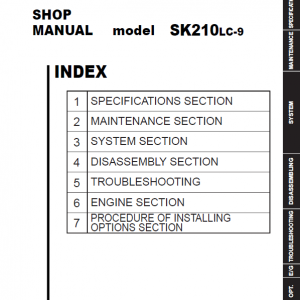 Kobelco SK210LC-9 Hydraulic Excavator Repair Service Manual