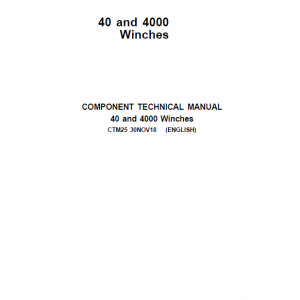 John Deere 40, 4000 Winches Component Technical Manual (CTM25)