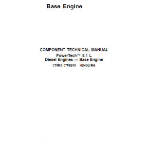 John Deere PowerTech 8.1L Diesel Engines Technical Manual (CTM86)