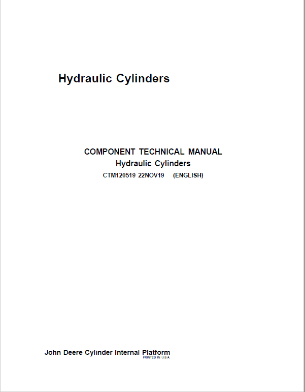 John Deere Hydraulic Cylinders Component Technical Manual CTM120519