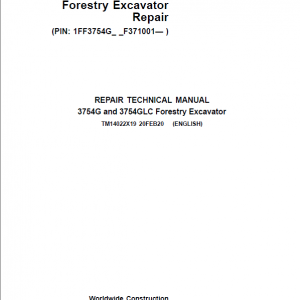 John Deere 3754G, 3754GLC Swing Excavator Repair Service Manual (S.N after F371001 - )