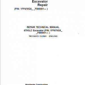 John Deere 670GLC Excavator Repair Service Manual (S.N after F690001 - )