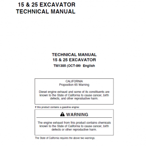 John Deere 15 and 25 Excavator Repair Service Manual