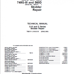 John Deere 640G-III, 648G-III, 460D Skidder Repair Manual (S.N. 586337 - 604613)