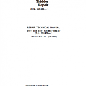 John Deere 540H, 548H Skidder Repair Service Manual (S.N after 630436 - )