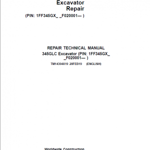 John Deere 345GLC Excavator Repair Service Manual (S.N after F020001 - )