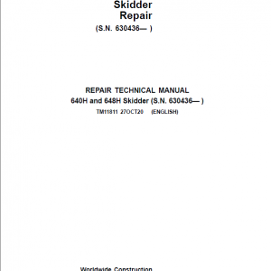 John Deere 640H, 648H Skidder Repair Service Manual (S.N after 630436 - )