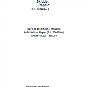 John Deere 848H Skidder Repair Service Manual (S.N after 630436 - )