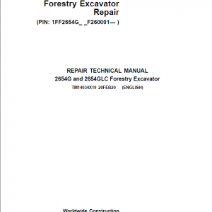 John Deere 2654G, 2654GLC Swing Excavator Repair Service Manual (S.N after F260001 - )