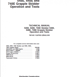 John Deere 540E, 640E, 740E Skidder Repair Technical Manual - Image 2