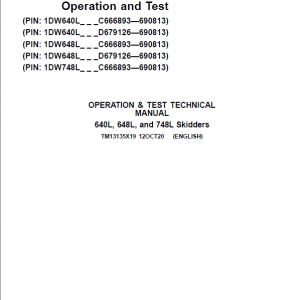 John Deere 640L, 648L, 748L Skidder Repair Manual (S.N C666893 - C690813 ) - Image 2