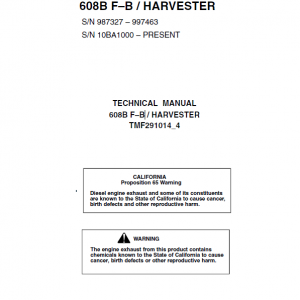 John Deere 608B Tracked Feller Bunchers Harvester Repair Manual