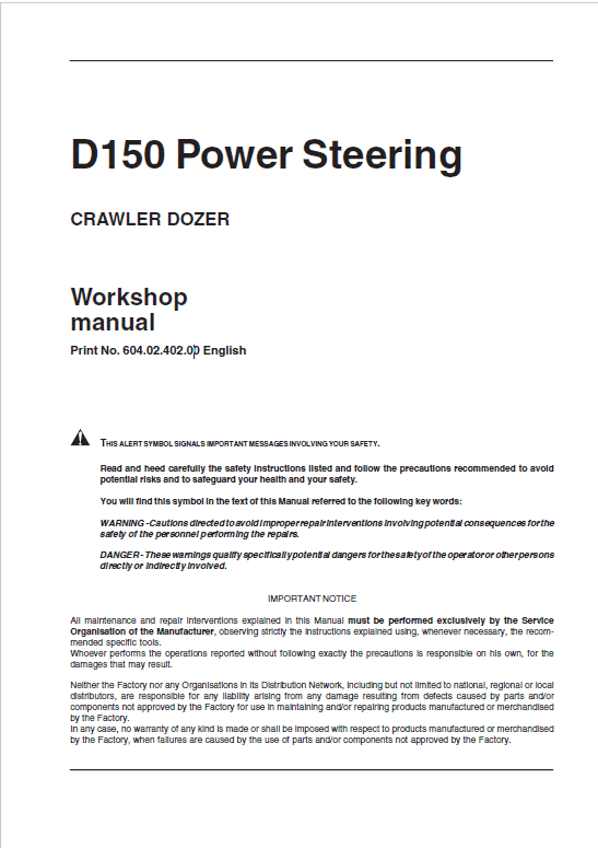 New Holland D150 Crawler Dozer Repair Service Manual