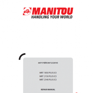 Manitou MRT 1850, 2150, 2540 Privilege Plus E3 Telehandler Repair Service Manual