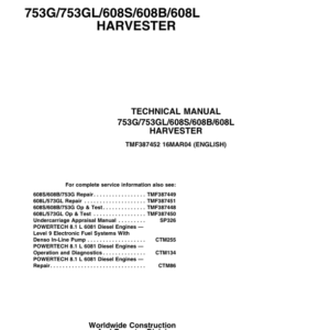 John Deere 608B Feller Buncher & Harvester Service Repair Manual (SN after 608BX005014 - ) - Image 2