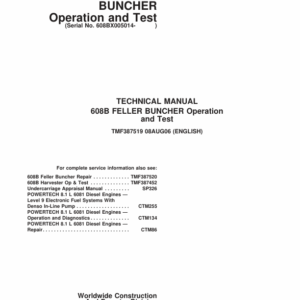 John Deere 608B Feller Buncher & Harvester Service Repair Manual (SN after 608BX005014 - ) - Image 3