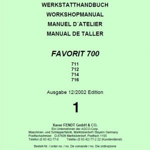 Fendt 711, 712, 714, 716 Favorit COM I Tractors Workshop Repair Manual