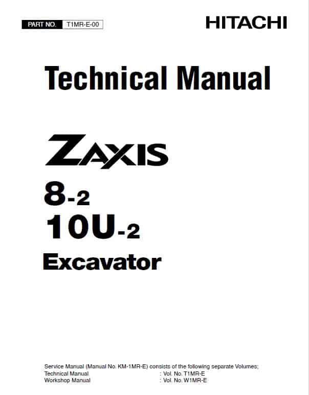 Hitachi Zaxis ZX8-2, ZX10U-2 Mini Excavator Repair Service Manual