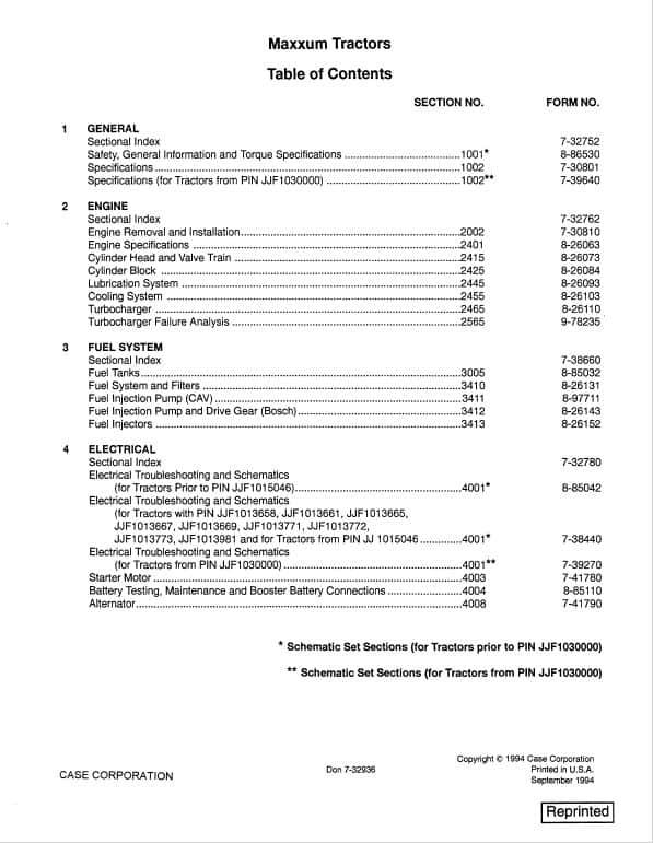 Case 5220, 5230, 5240, 5250 Maxxum Tractor Repair Service Manual