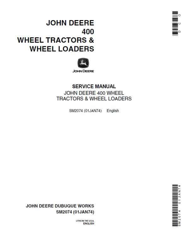 John Deere JD400 Tractor Repair Service Manual (SM2074)