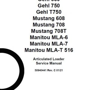 Gehl AL 650 Articulated Loader Repair Service Manual