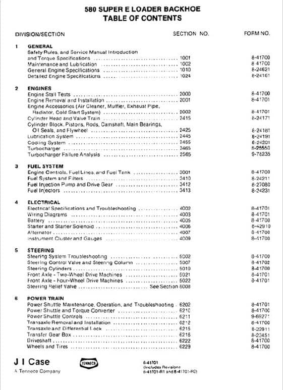 Case 580 Super E Backhoe Loader Repair Service Manual