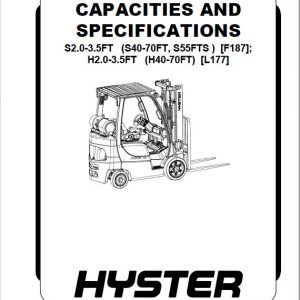 Hyster H2.0FT, H2.5FT, H3.0FT, H3.5FT Forklift Truck Repair Service Manual ( S.N L177)