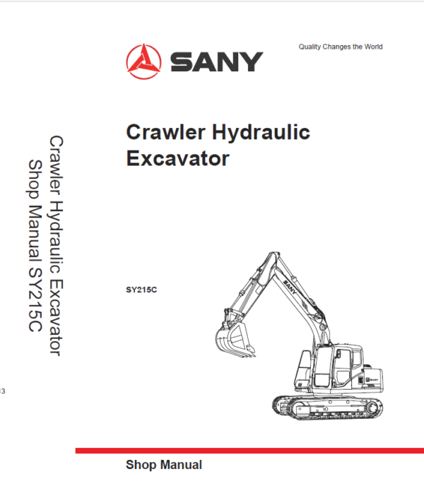 Sany SY215C Hydraulic Excavator Repair Service Manual