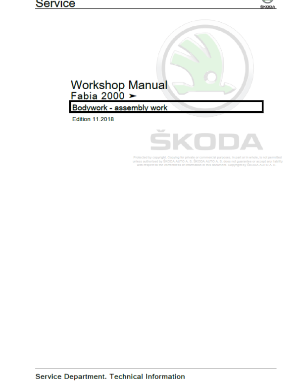 SKODA FABIA (6Y) Repair Service Manual