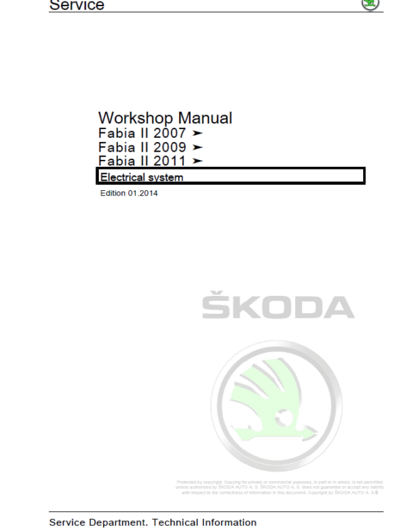 SKODA FABIA II (54) Repair Service Manual