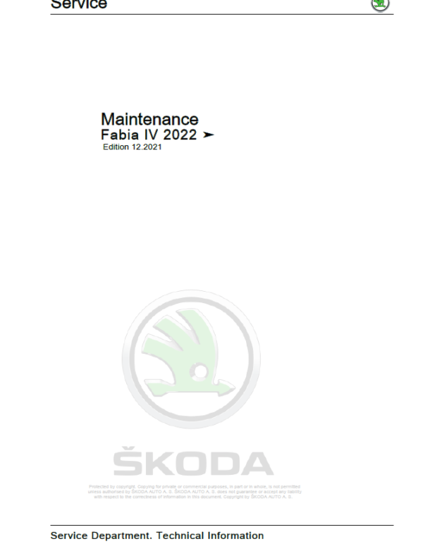 SKODA FABIA IV (PJ) Repair Service Manual