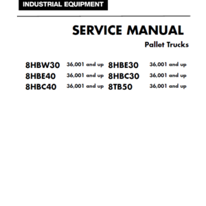 Toyota 8HBW30, 8HBE30, 8HBC30, 8HBE40, 8HBC40, 8TB50 Forklift Repair Manual