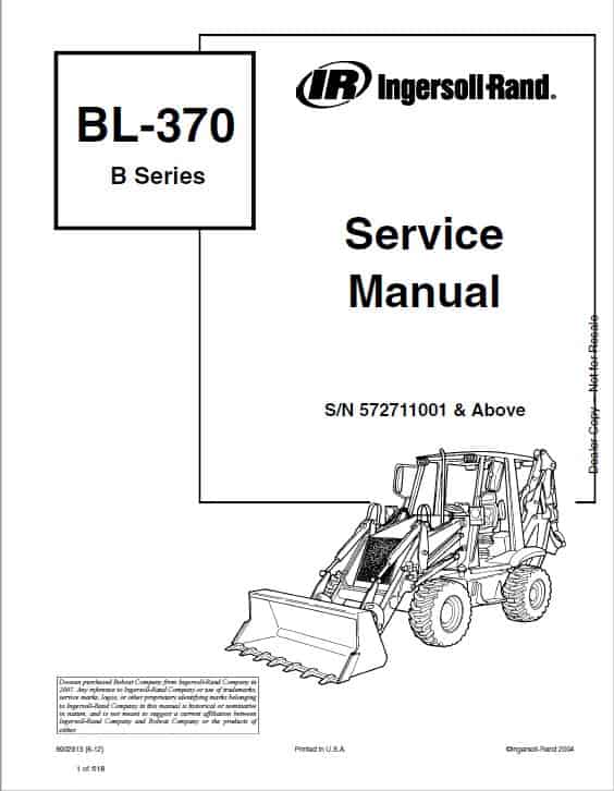 Bobcat BL370 Loader Service Repair Manual