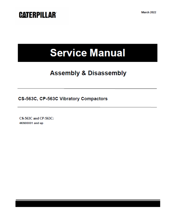 Caterpillar CAT CS-563C, CP-563C Vibratory Compactors Service Repair Manual (4KN00001 and up)