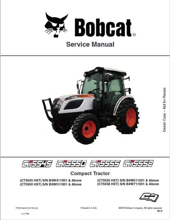 Bobcat CT5545, CT5550, CT5555, CT5558 Tractor Service Repair Manual