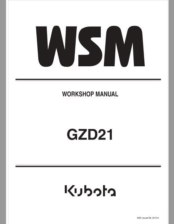 Kubota GZD21 Zero Turn Mower Workshop Repair Manual